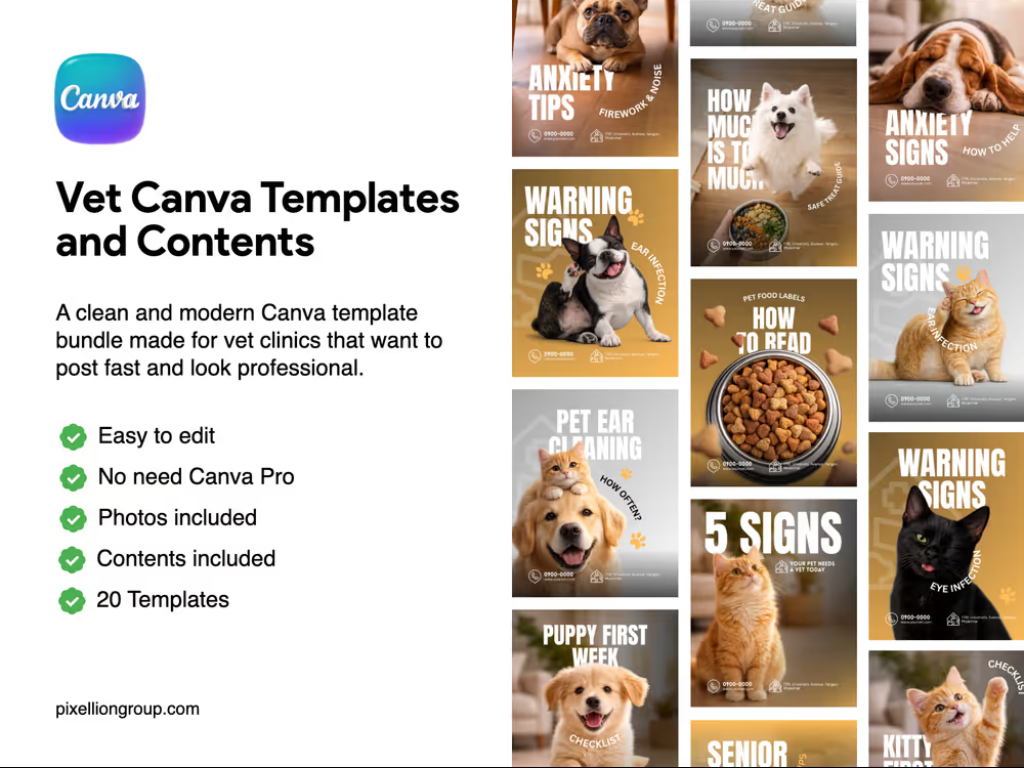 Vet Social Media Canva Templates Bundle